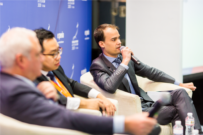 A snapshot of speakers at an aerospace conference at Singapore Airshow